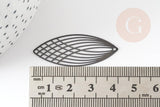 Pendentif estampe filigrane feuille ovale laiton noir 40x16mm, x2 (G3702)