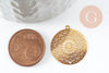 Pendentif estampe filigrane fleur Mandala acier inoxydable 201 doré 18K 20.5mm, x1 (G9422)