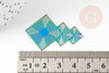 Pendentif estampe filigrane losange acier multicolore, Pendentif très fin et léger pour création,40.5mm,x1 (G5574)