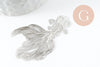 Pendentif estampe filigrane poisson japonais laiton argenté 48mm, x2 (G3693)