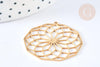 Pendentif estampe filigrane polygone fleur acier inoxydable 201 doré 35.5mm, x1 (G7253)