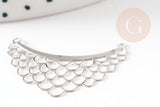 Pendentif estampe filigrane pyramide plastron acier inoxydable 201 platine 22x30mm, Pendentif fin et léger argenté, x2 (G4112)