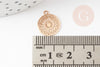 Pendentif estampe filigrane rond fleur dentelle laiton doré clair 14mm, Pendentif léger pour création bijoux or, x2 (G9290)