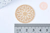 Pendentif estampe filigrane rond flocon de neige laiton doré, Pendentif très fin et léger, 20mm,x2 G5501