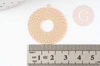 Pendentif estampe filigrane rond géométrique évidé laiton doré 32.5mm, Pendentif très fin et léger pour création de bijoux, x2 G9274