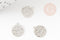 Pendentif estampe filigrane rond motif vagues laiton platine 14mm, Pendentif léger pour création bijoux argent, x2 (G9298)