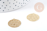 Pendentif estampe filigrane soleil géométrique acier 201 doré 18K inoxydable 22mm, x1 G8935