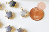 Pendentif étoile agate naturelle grise facettes, rubis sur zoisite naturelle,17mm x1 (G5633)