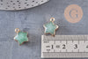 Pendentif étoile aventurine naturelle facette laiton doré 17mm, x1 (G3947)