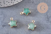 Pendentif étoile aventurine naturelle facette laiton doré 17mm, x1 (G3947)