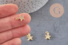 Pendentif étoile doré cristal zircon, pendentif doré,porte-bonheur,laiton dore,bijou constellation,11.5mm, x1 (G4062)