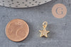 Pendentif étoile doré cristal zircon, pendentif doré,porte-bonheur,laiton dore,bijou constellation,11.5mm, x1 (G4062)