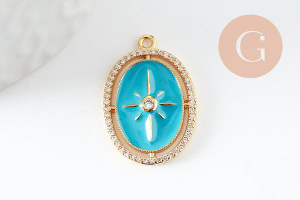 Pendentif étoile du nord zircons laiton doré 18k 25.5mm, sans nickel, création de bijoux, pendentif chanceux, x1 (G5959)