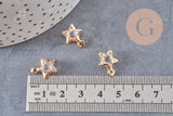 Pendentif étoile fer doré cristal zircon 14mm, x10 (G10552)