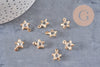 Pendentif étoile fer doré cristal zircon 14mm, x10 (G10552)