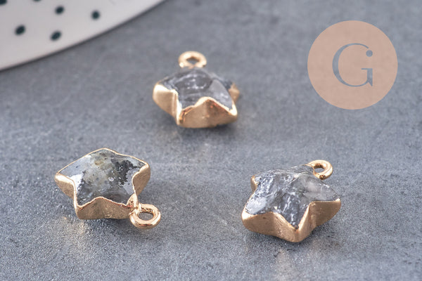 Pendentif étoile labradorite facettes, pendentif pierre, labradorite naturelle, pendentif étoile,17mm, x1 (G3944)