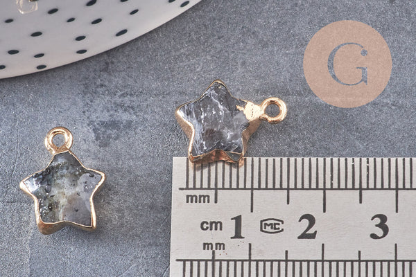 Pendentif étoile labradorite facettes, pendentif pierre, labradorite naturelle, pendentif étoile,17mm, x1 (G3944)