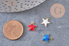 Pendentif étoile laiton brut émail multicolore 10.5mm, x10 (G3274)