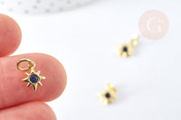 Pendentif étoile laiton doré 18K cristal zircon bleu 10mm,création bijou constellation,x1 G8440