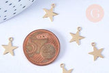 Pendentif étoile laiton doré, connecteurs laiton, pendentif géométrique ,10.5mm x 10 (G3708)