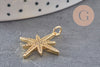Pendentif étoile laiton doré cristal zircon 25mm, x1 (G0476)