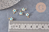 Pendentif étoile oeil protecteur acier 304 inoxydable doré 9mm, x10 (G10556)