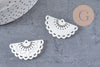 Pendentif éventail nacre blanche naturelle doré,pendentif nacre coquillage blanc, 34.5mm, x1 (G3915)
