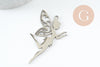Pendentif fée clochette d'ange acier 201 inoxydable platine 41mm, x1 (G9803)