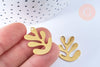 Pendentif feuille acier doré 18K 25.5mm,acier inoxydable doré, pendentif sans nickel,création bijoux, x1 G6658