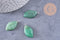 Pendentif feuille aventurine support platine, 28mm, x1 G4980