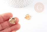 Pendentif feuille dentelle laiton doré 18K - 21x18mm, x2 G3562