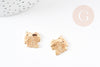 Pendentif feuille dentelle laiton doré 18K - 21x18mm, x2 G3562