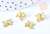 Pendentif feuille érable relief laiton brut 15x12mm, x5 (G6551)