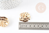 Pendentif feuille fer doré 30.5mm,bijou doré inspiration végétale sans nickel, x2 G3894