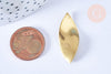 Pendentif feuille laiton brut 32mm, création bijoux laiton brut x5 (G6537)