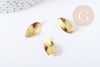 Pendentif feuille laiton doré 17.5mm, feuille dorée pour création bijoux, x2 (G10044)