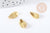 Pendentif feuille laiton doré 17.5mm, feuille dorée pour création bijoux, x2 (G10044)
