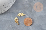 Pendentif feuille laurier connecteur acier 201 inoxydable doré 19.5mm,bijou en acier hypoallergénique x1 G5596