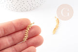 Pendentif feuille laurier laiton doré 18K 37.8mm, x1 (G5001)