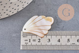 Pendentif feuille nacre jaune naturelle,perle feuille,nacre naturelle,coquillage blanc,création bijoux,35mm, x1, G0911
