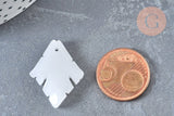 Pendentif feuille verre blanc, 26mm ,pendentif verre , x1 (G6821)