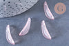 Pendentif feuille verre rose clair 25.5mm ,pendentif verre ,x10 (G6572)