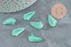 Pendentif feuille verre vert 20mm, style art déco creation bijou, x10 G4194