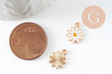 Pendentif fleur Marguerite doré émaillé zamac doré 13mm, x5 (G3967)