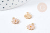 Pendentif fleur Marguerite rose doré émaillé zamac doré 13mm,création bijoux, pendentif doré, x5 G8612