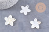 Pendentif fleur à pétales nacre blanche naturelle 31-34.5mm, x2 (G10226)