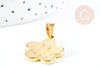 Pendentif fleur acier 304 inoxydable doré à graver 23mm, x1 (G8719)