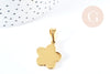 Pendentif fleur acier 304 inoxydable doré à graver 23mm, x1 (G8719)