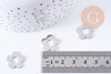 Pendentif fleur acier 304 inoxydable platine percé 16mm, x1 (G10640)