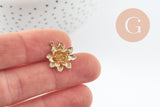 Pendentif fleur dalhia laiton brut 18.5mm, x2 (G0440)